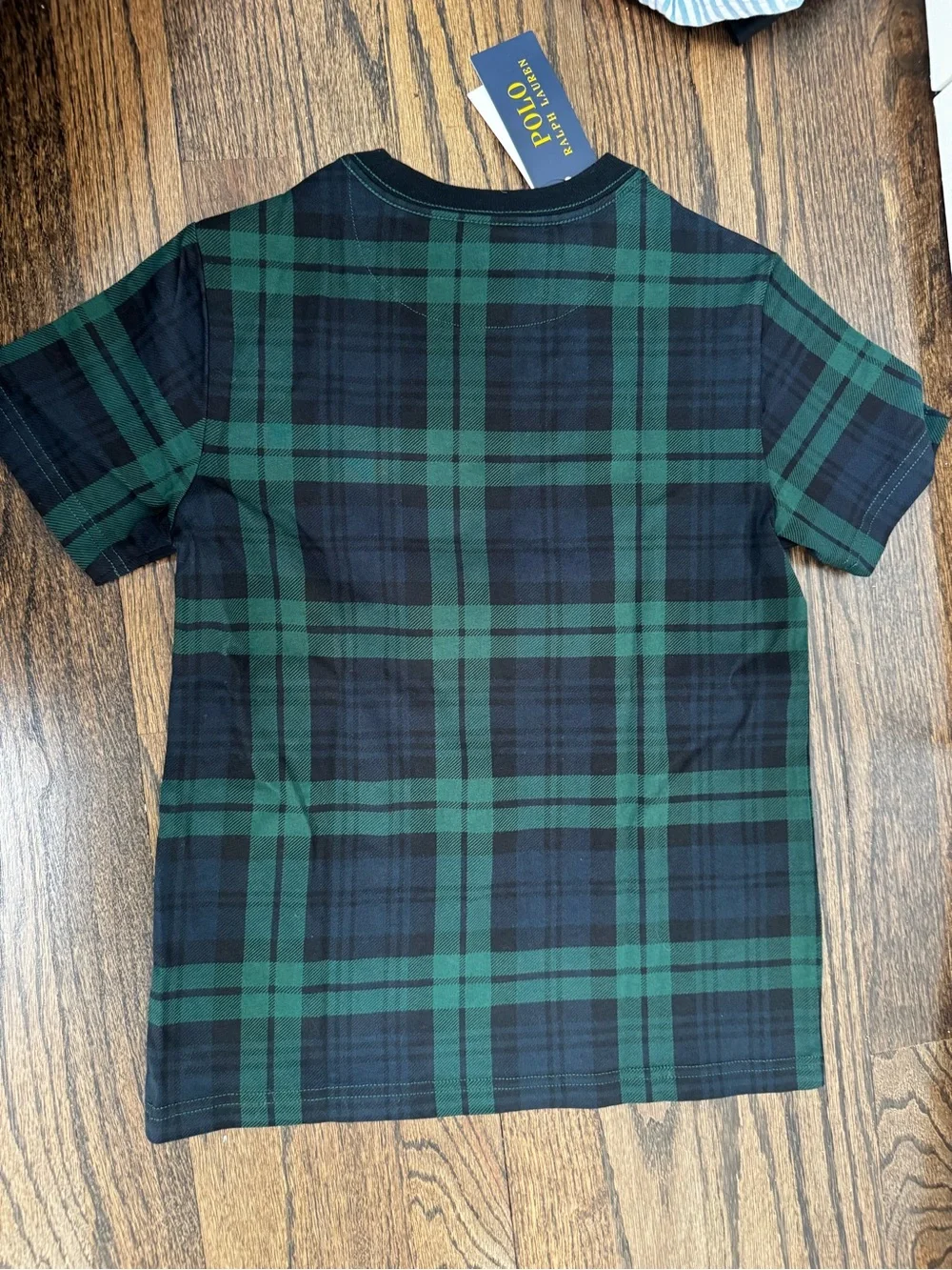 Ralph Lauren Kids Polo Bear Plaid T‑Shirt - Green/Black